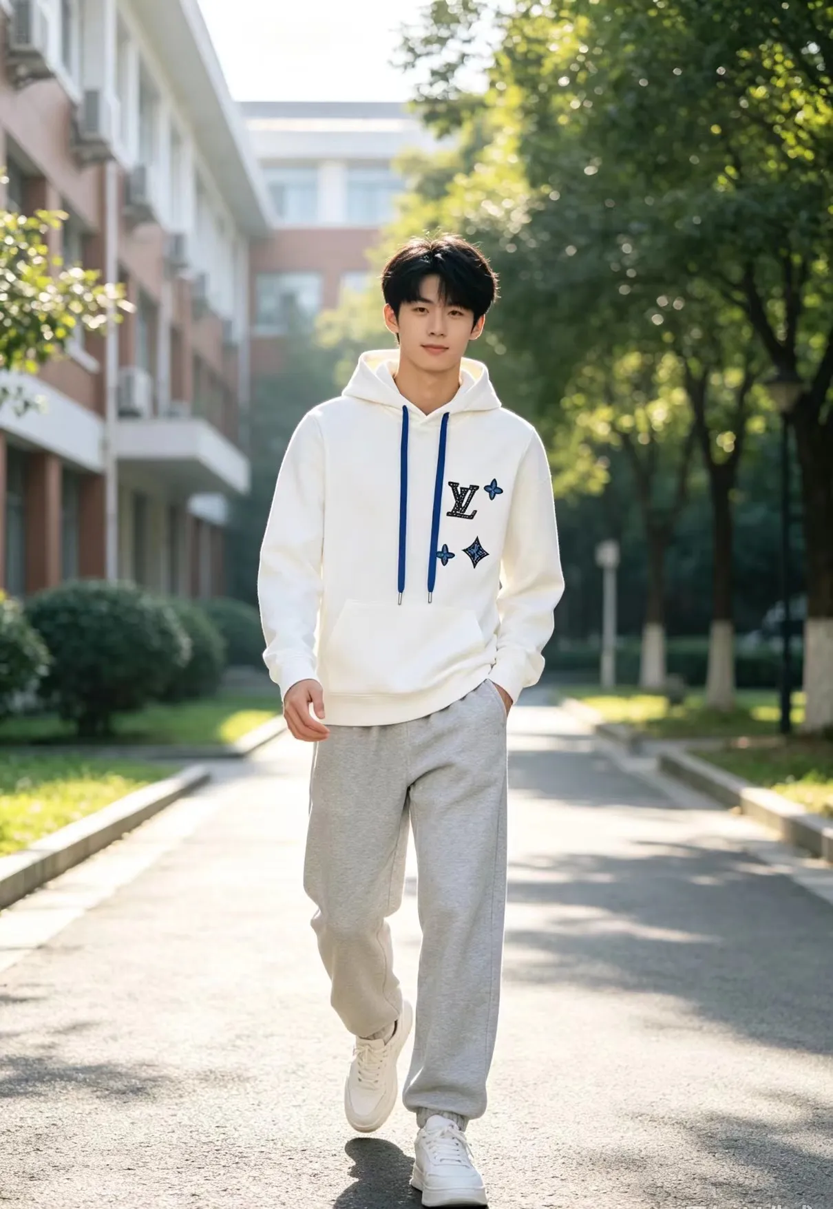 Louis Vuitton/Louis Vuitton rivet presbyopic letter hooded sweatshirt
